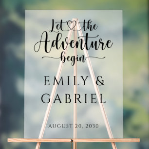 Lass des Adventure Begin Custom Wedding Acrylschild