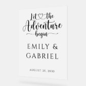 Lass des Adventure Begin Custom Wedding Acrylschild (Winkel)