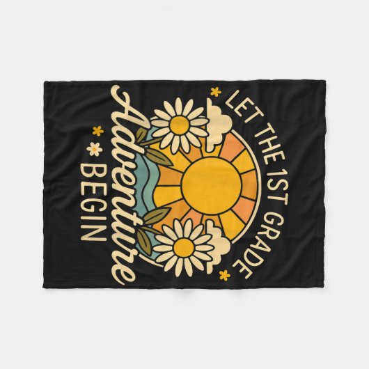 Lass des ersten Abenteuers beginnt Retro Sun Back Fleecedecke (Vorderseite (Horizontal))