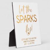 Lass des Funkenfliegenzeichens Gold Tabletop Plaqu Fotoplatte (Seite)