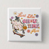 Lass des Ghoul Time Roll Retro Halloween Button (Vorderseite)