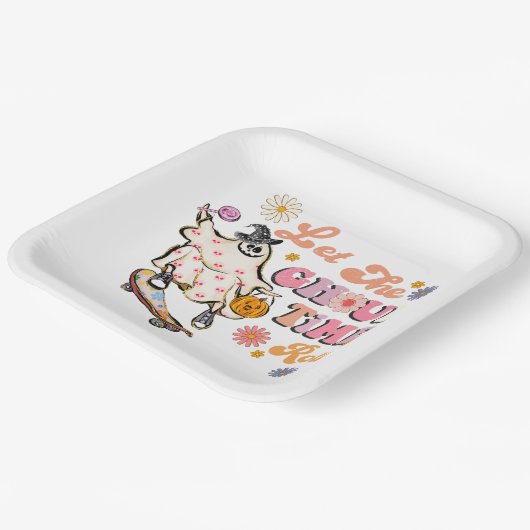 Lass des Ghoul Time Roll Retro Halloween Pappteller (Gewinkelt)