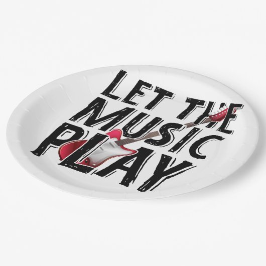 Lass des Musikspiels Electric Guitar Pappteller (Schrägansicht)