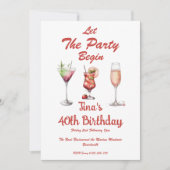 Lass des Party Begin Adult 40. Geburtstag Einladung (Vorderseite)