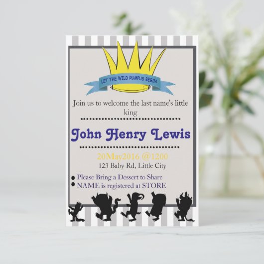 Lass des wilden Rumpus Begin Einladung (Stehend Vorderseite)