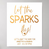 Lass die Funken Fliegenhochzeitszeichen Poster (Vorne)