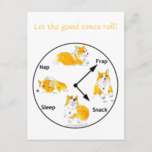 Lass die Good Times Roll! Corgi Postcard Postkarte