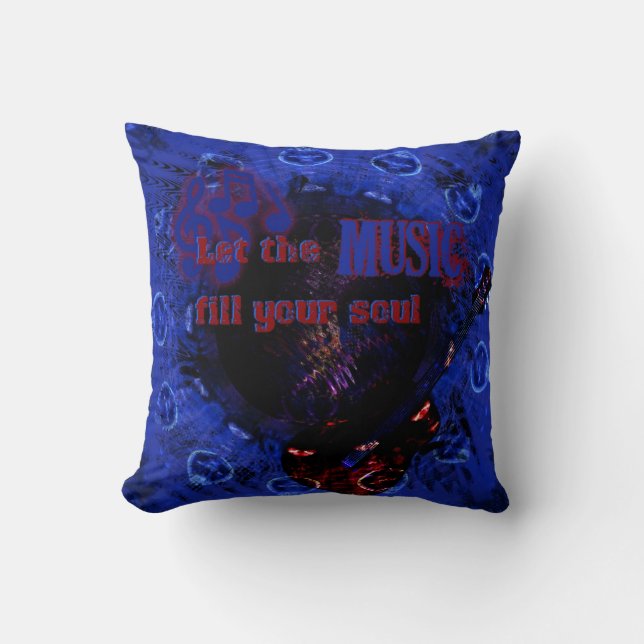 Lass die Musik Füllen Sie Ihr Soul Blue Pillow Kissen (Vorderseite)