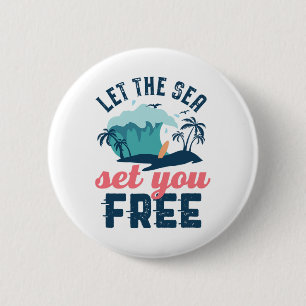 Lass die See dich frei machen Vintage Retro Sommer Button