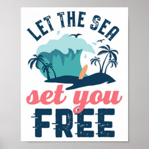 Lass die See dich frei machen Vintage Retro Sommer Poster