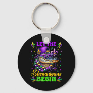 Lass die Shenanigans Begin Alligator Mardi Gras Ma Schlüsselanhänger