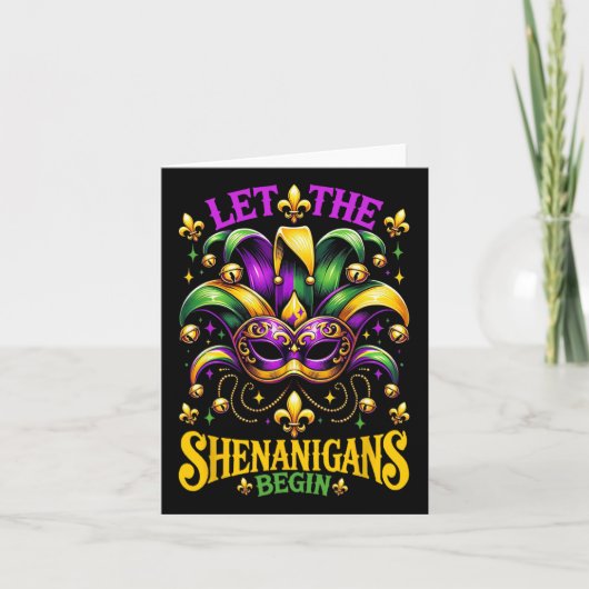 Lass die Shenanigans Begin Mardi Gras Kinder Männe Karte (Vorderseite)
