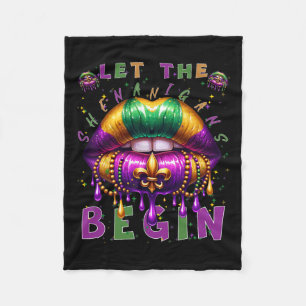 Lass die Shenanigans Begin Mardi Gras Lips Kinder  Fleecedecke