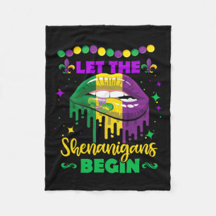 Lass die Shenanigans Begin Mardi Gras Lips Kinder Fleecedecke