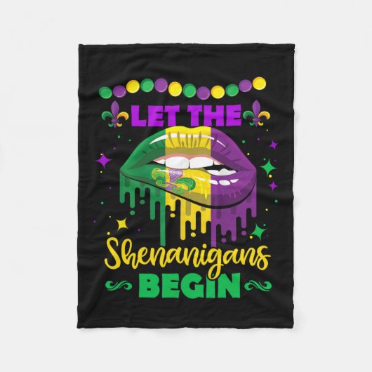 Lass die Shenanigans Begin Mardi Gras Lips Kinder  Fleecedecke (Vorderseite)