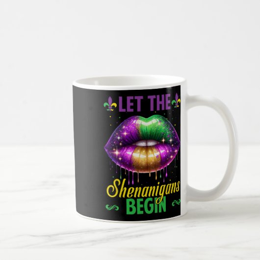 Lass die Shenanigans Begin Mardi Gras Lips Kinder Kaffeetasse (Rechts)