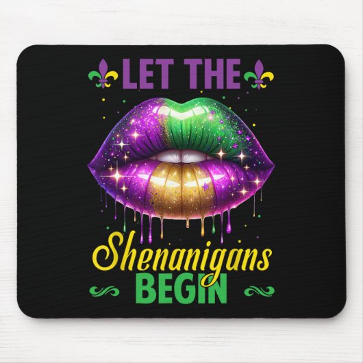 Lass die Shenanigans Begin Mardi Gras Lips Kinder Mousepad (Vorne)