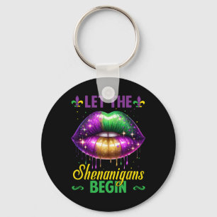 Lass die Shenanigans Begin Mardi Gras Lips Kinder  Schlüsselanhänger