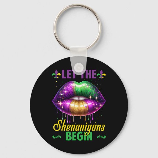 Lass die Shenanigans Begin Mardi Gras Lips Kinder Schlüsselanhänger (Vorderseite)