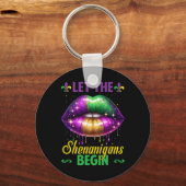 Lass die Shenanigans Begin Mardi Gras Lips Kinder Schlüsselanhänger (Vorderseite)