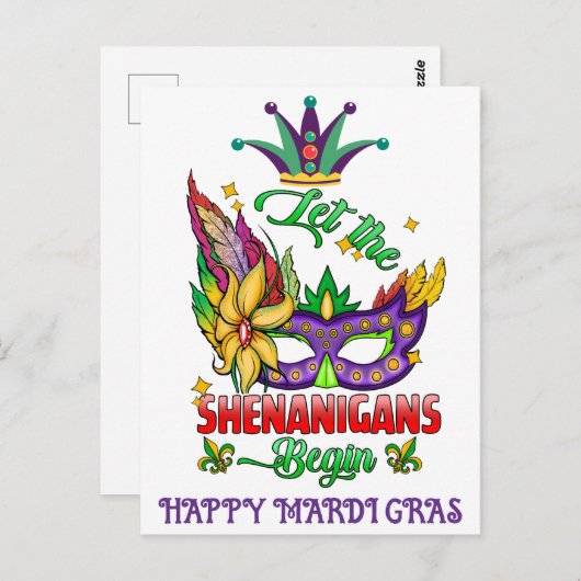 Lass Die Shenanigans Begin Mardi Gras Postkarte (Vorne/Hinten)