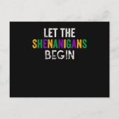 Lass die Shenanigans Begin Mardi Gras Postkarte (Vorderseite)