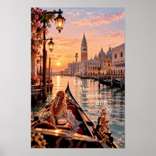 Lass die Welt an Venedig Italien Sonnenuntergang v Poster