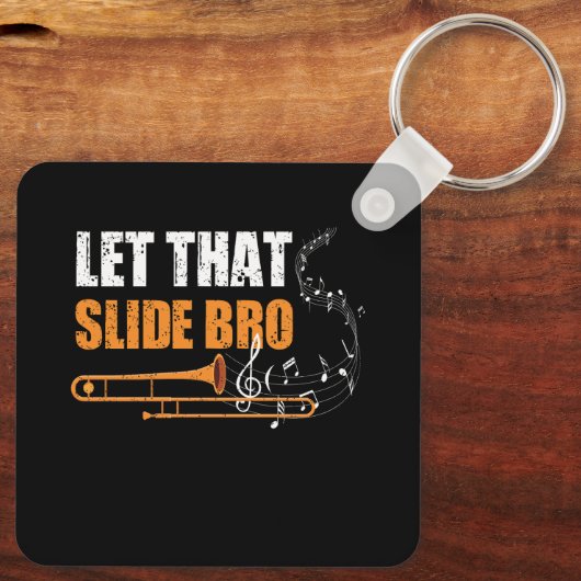 Lass diese Slide Bro Funny Trombone Player Band vo Schlüsselanhänger (Rückseite)