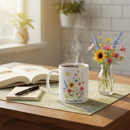 Lass dir Blume und Sonne personalisiert Kaffeetasse