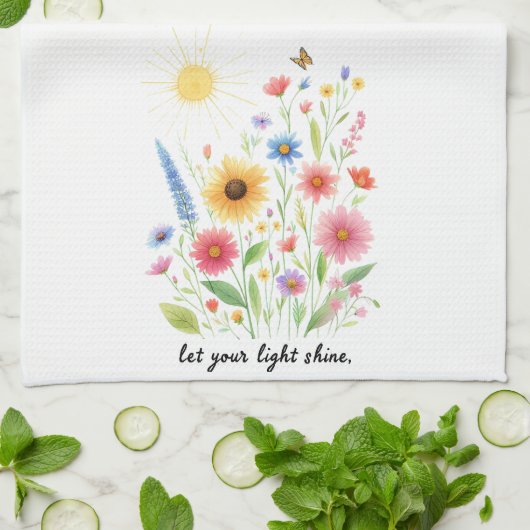 Lass dir helle Blume und Sonne Geschirrtuch (Gefaltet)