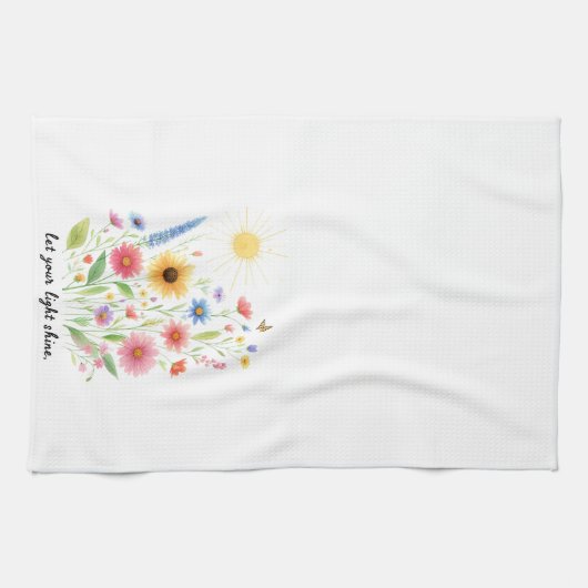 Lass dir helle Blume und Sonne Geschirrtuch (Horizontal)