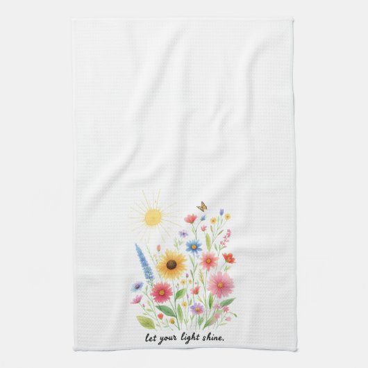 Lass dir helle Blume und Sonne Geschirrtuch (Vertikal)