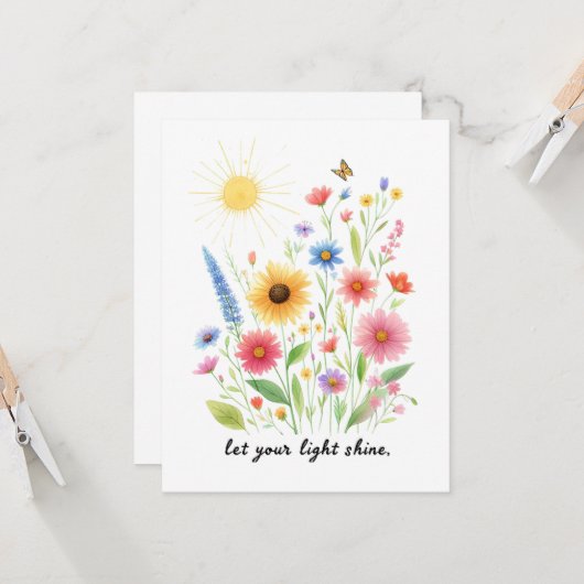 Lass dir helle Blume und Sonne Karte (Vorderseite/Rückseite Beispiel)