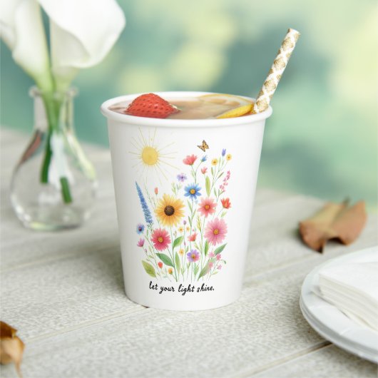 Lass dir helle Blume und Sonne Pappbecher (In Situ)