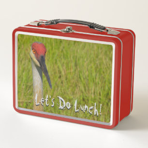 Lass Do Lunch Sand Hill Crane Foto Typografie Metall Brotdose