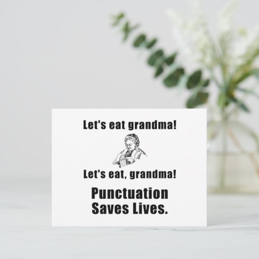 Lass Eat Oma Postkarte (Stehend Vorderseite)