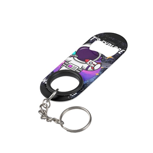 lass erforscht das Universum Mini Flaschenöffner (Rückseite Schrägansicht)