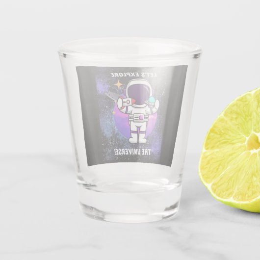 lass erforscht das Universum Schnapsglas (Rückseite)