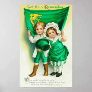 Lass Erin Remember Couple mit einer Flagge Poster