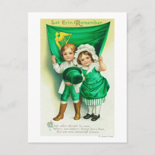 Lass Erin Remember Couple mit einer Flagge Postkarte (Vorderseite)