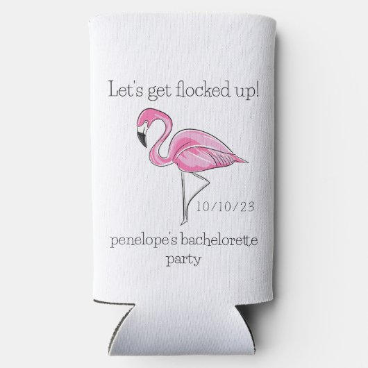 Lass erledigen Flamingo Bachelorette Selters Dosenkühler (Rückseite)