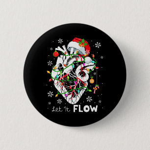 Lass es fließend Xmas Anatomie Santa Herz Teil Kar Button