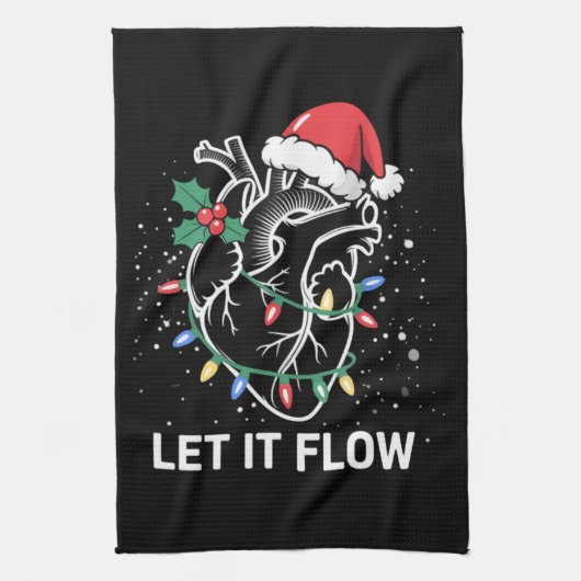 Lass es fließt Anatomie Herzkrankheit Weihnachtsma Geschirrtuch (Vertikal)