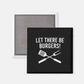 Lass, es gibt Burger! Gabel und Spatula Funny Gril Magnet (Vorderseite/Rückseite)