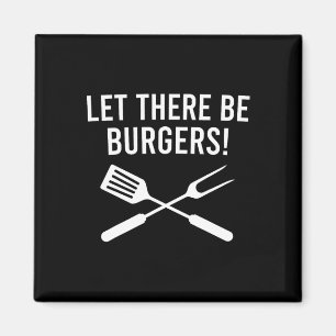 Lass, es gibt Burger! Gabel und Spatula Funny Gril Magnet