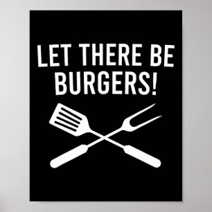 Lass, es gibt Burger! Gabel und Spatula Funny Gril Poster