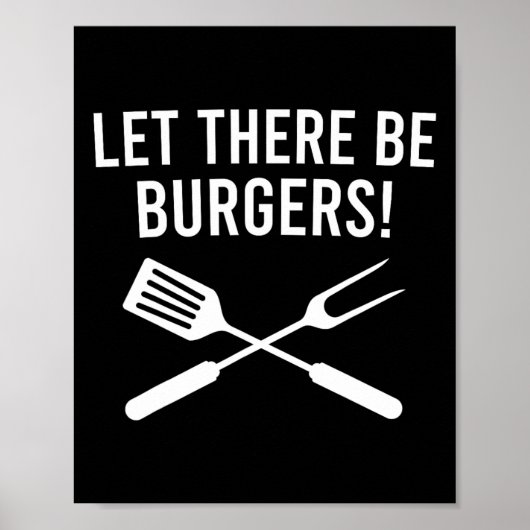 Lass, es gibt Burger! Gabel und Spatula Funny Gril Poster (Vorne)