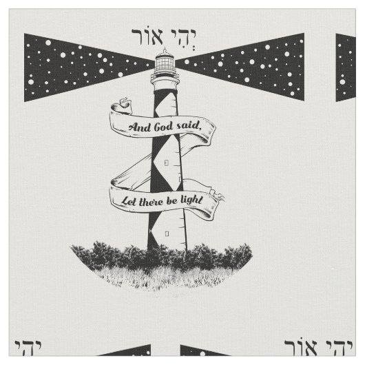 LASS ES GIBT LICHT Leuchtturm schwarz-weiß Stoff (Nahaufnahme)