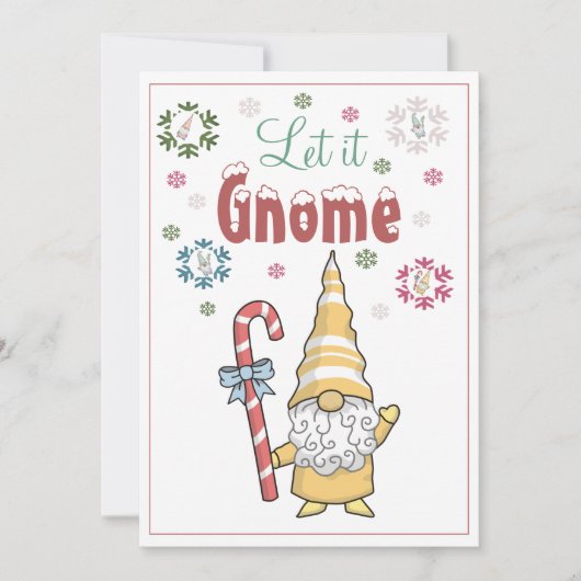 Lass es Gnome Snow Snowflakes Weihnachtskarte (Vorderseite)