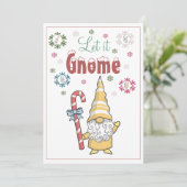 Lass es Gnome Snow Snowflakes Weihnachtskarte (Stehend Vorderseite)